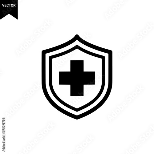 Shield with medical cross symbol for healthcare and safety purposes