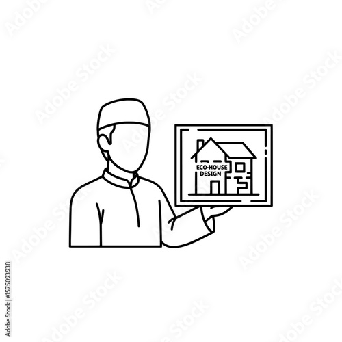 Person holding eco-friendly house design plan for sustainability