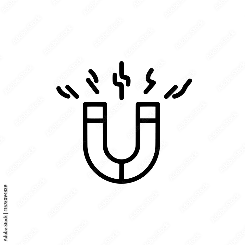 Fototapeta premium Simple magnet attracting with lines representing magnetic force