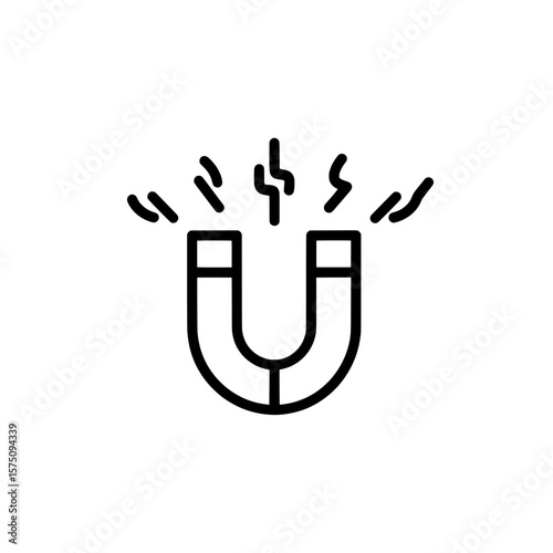 Simple magnet attracting with lines representing magnetic force