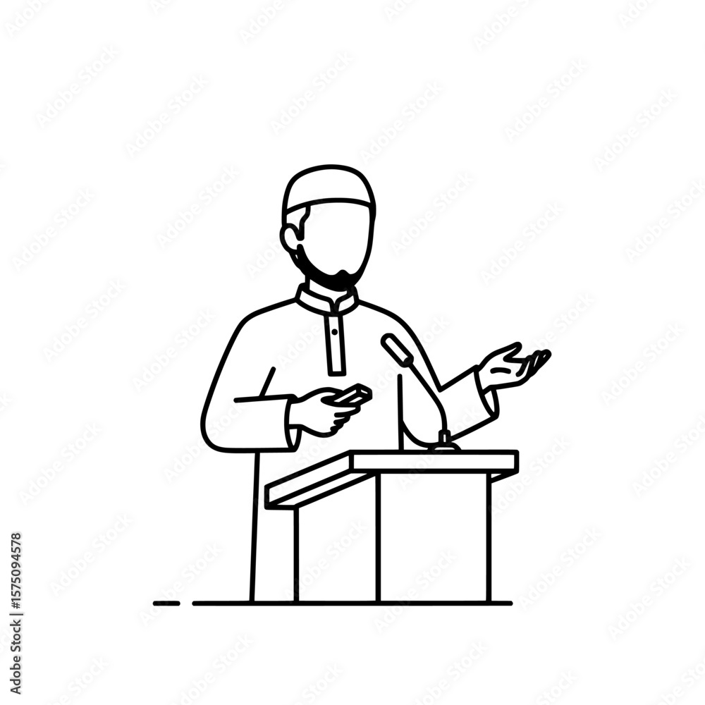 Person presenting at podium with hands raised for emphasis Person presenting at podium with hands raised for emphasis