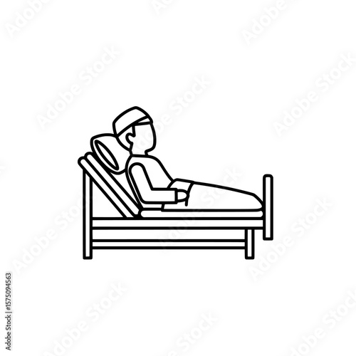 Person resting in hospital bed with adjustable headrest