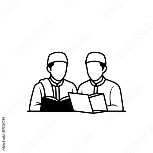 Two people reading a book with a focus on culture and learning
