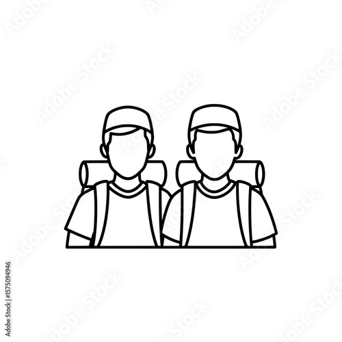 Two travelers with backpacks ready for adventure