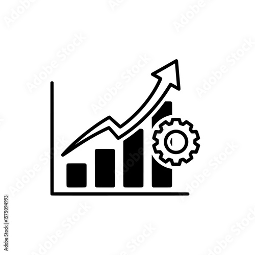 Growth chart with gears symbolizing productivity and progress