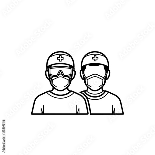 Healthcare professionals in masks and goggles providing patient care