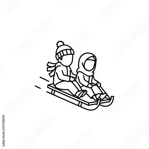 Children enjoying a winter sledding adventure together
