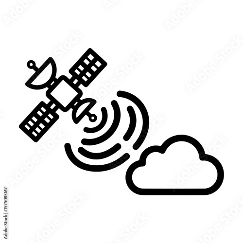 Satellite emitting signals with cloud background