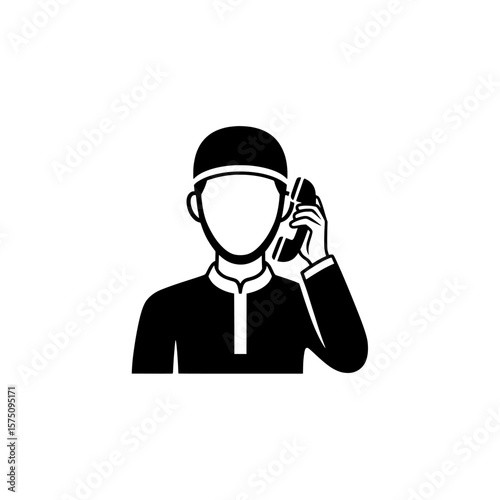 Person talking on the phone in a flat style representation