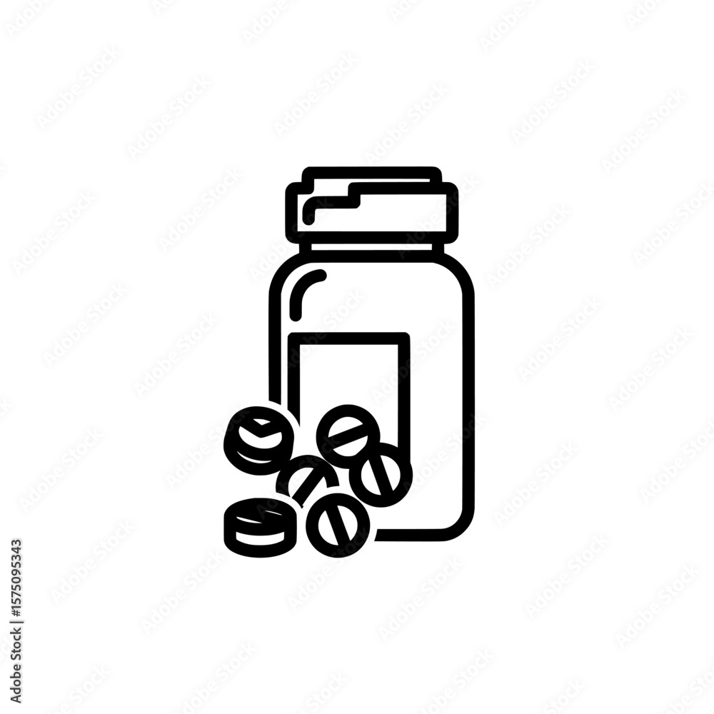 Fototapeta premium Pill bottle with capsules and tablets for health and wellness