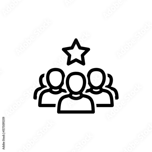 Group of people with a star above their heads for recognition and achievement