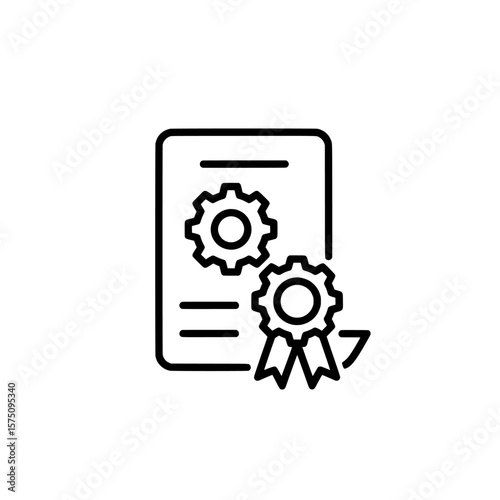 Certificate with gears symbolizing innovation and quality assurance