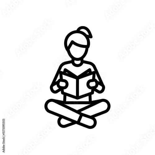 Person sitting and reading a book in a relaxed pose