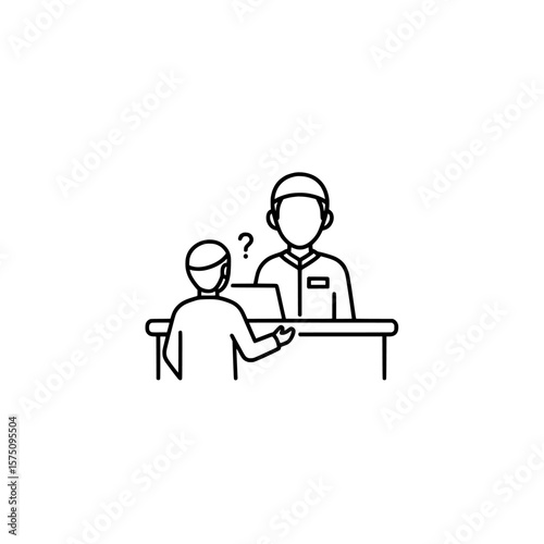 Customer service interaction at the counter