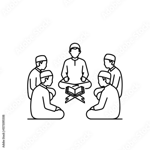 Group of people reading and studying together in a circle