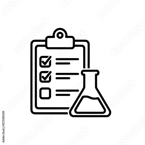 Laboratory checklist and flask for scientific research purposes