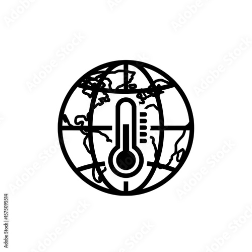 Earth globe with thermometer symbolizing climate change and global warming awareness