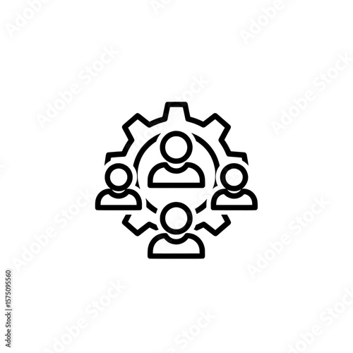 Team collaboration within a gear symbol for business connections