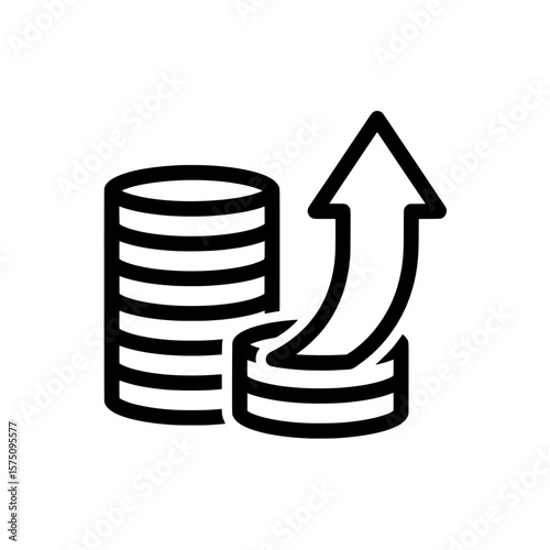 Coins with upward arrow representing financial growth and investment