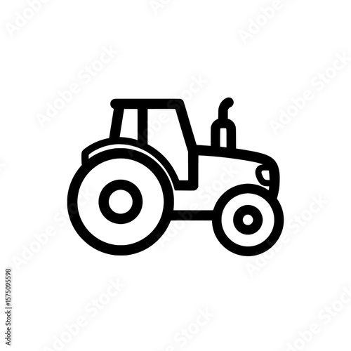 Simple black tractor icon on solid background with clean lines and modern style