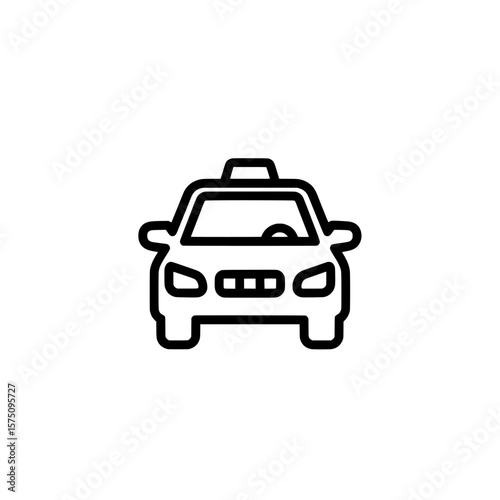 Simple black taxi car icon with clean lines and minimal style