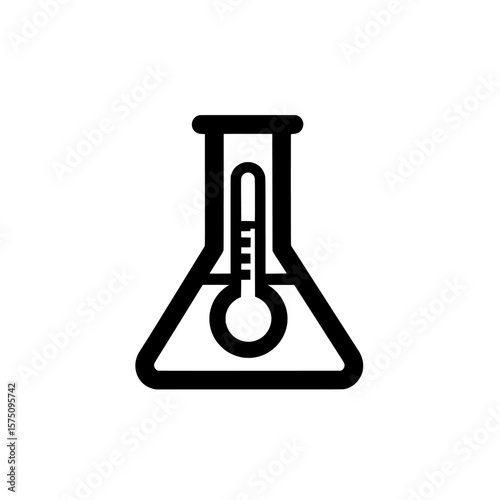 Laboratory beaker with thermometer for scientific analysis and research