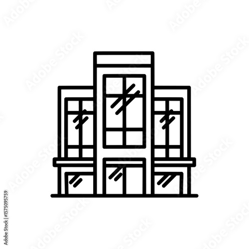 Modern building facade with large windows and minimalistic style