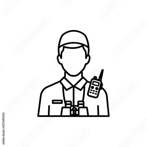 Person with communication device and tools in professional attire