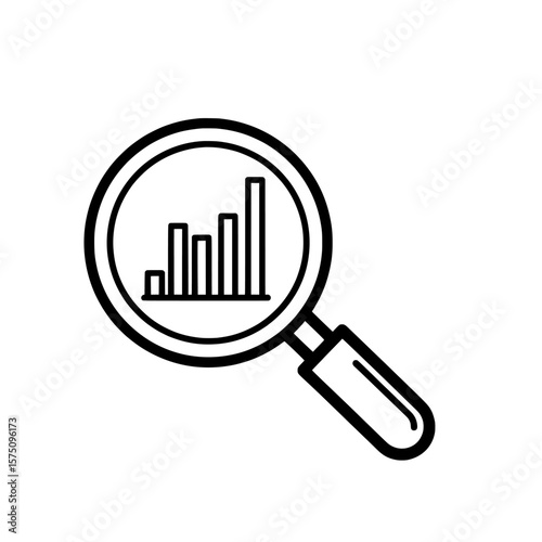 Magnifying glass with bar chart highlighting data analysis