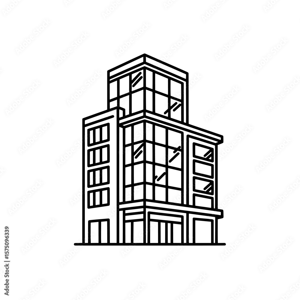 Naklejka premium Modern architectural building outline on black background