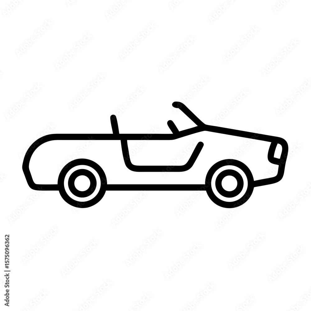 Naklejka premium Simple black outline of a classic convertible car icon 