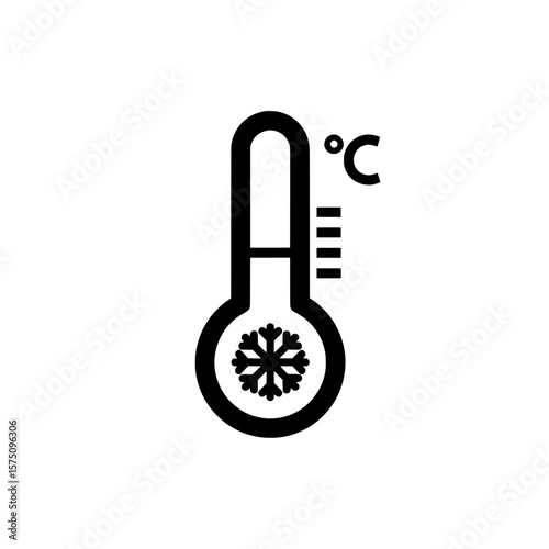 Thermometer icon indicating cold temperature with snowflake symbol
