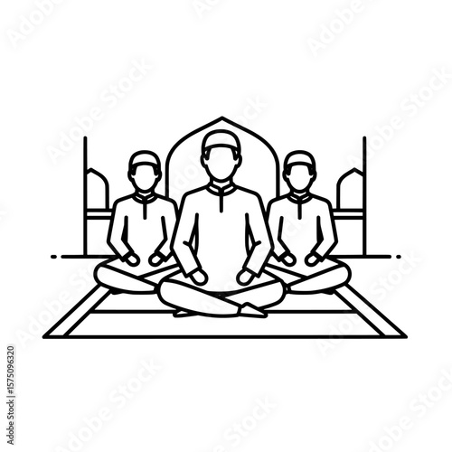 Meditation session with three people sitting in a serene environment