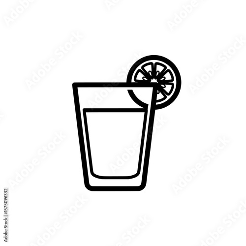 Fresh beverage with a slice of lemon in a glass
