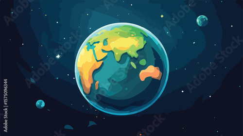Colorful Planet Flat Vector Illustration Centered
