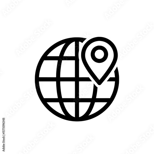 Globe with location pin for maps and navigation