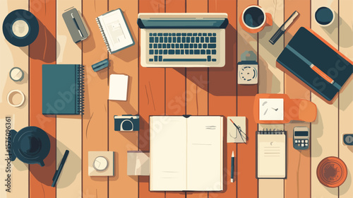 Efficient Workday Planning in Office Environment Vector Illustration