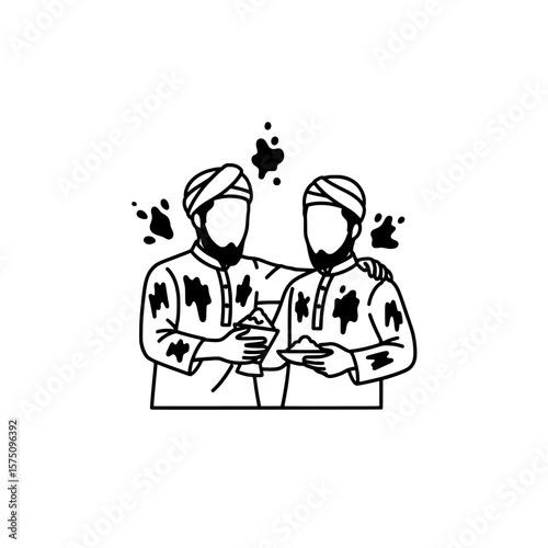 Two men celebrating with drinks and joyful expressions