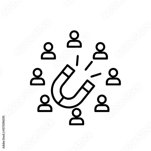 Magnet attracting people in a simple minimalist style