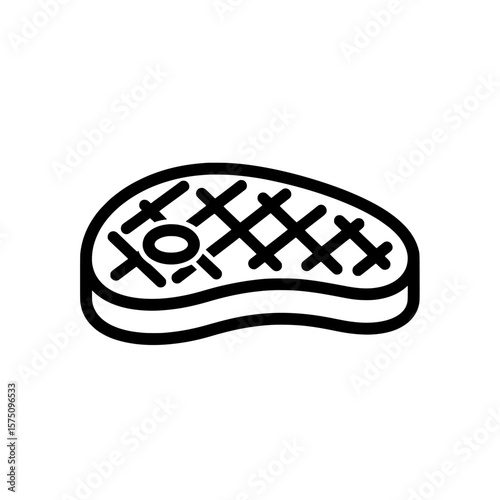 Grilled steak on a black background outline style