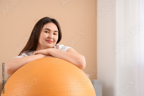 Sporty plus size woman with...