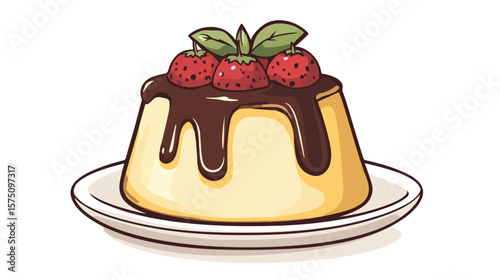 Delicious Pudding Vector on White Background for Designs