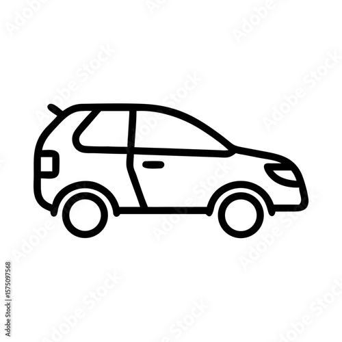 Simple Hatchback Car Outline Drawing Isolated Icon
