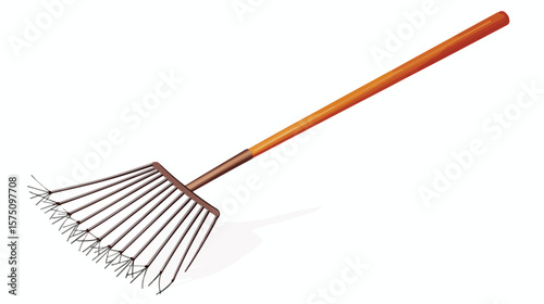 Professional Rake Vector Isolated on White Background for Gardening
