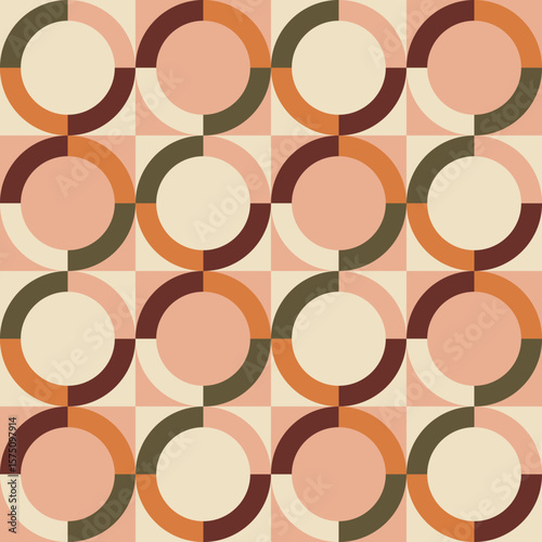 Earth tone circle seamless repeat pattern