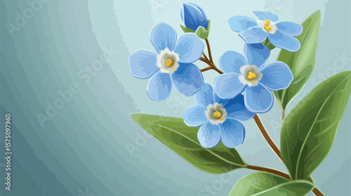 Beautiful Realistic Forget-Me-Not Flower Vector Illustration