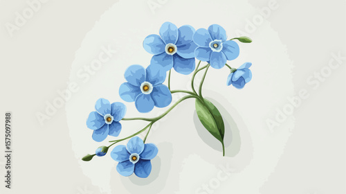 Beautiful Realistic Forget-Me-Not Flower Vector Illustration
