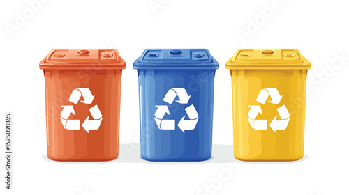 Professional Recycling Bin Symbol on White Background