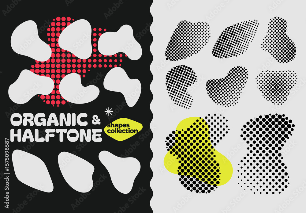 Abstract Collection Organic and Halftone Shapes Stock Template | Adobe ...