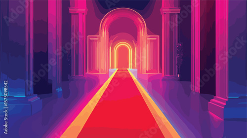 Elegant Red Carpet Illumination Composition Vector Design